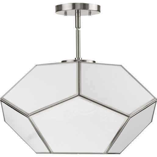 Progress Lighting Latham Collection Three-Light Semi Flush Convertible Close-To-Ceiling Fixture Brushed Nickel (P350261-009)