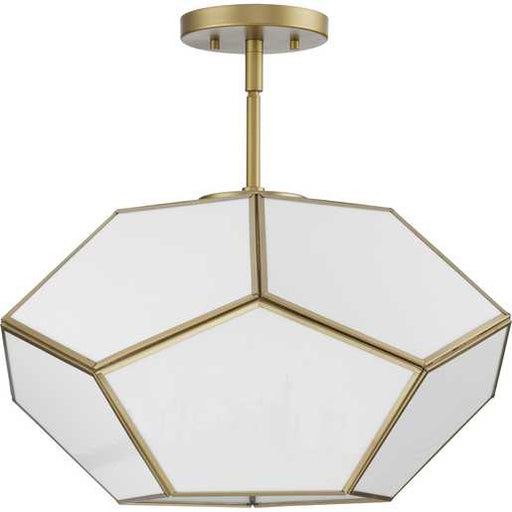 Progress Lighting Latham Collection Three-Light Semi Flush Convertible Close-To-Ceiling Fixture Vintage Gold (P350261-078)