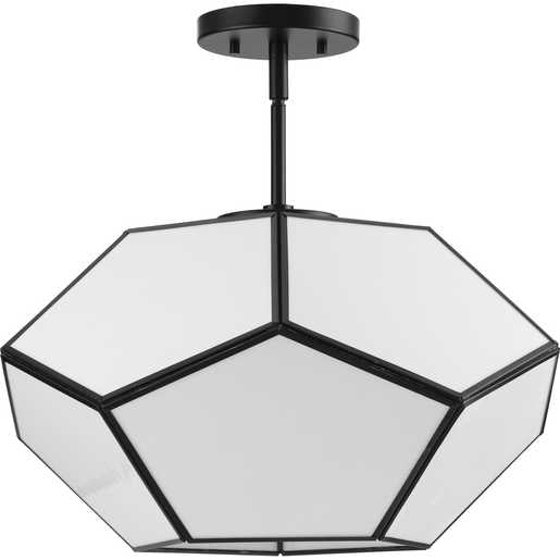 Progress Lighting Latham Collection Three-Light Semi Flush Convertible Close-To-Ceiling Fixture Matte Black (P350261-31M)