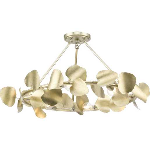 Progress Lighting Laurel Collection Six-Light Semi-Flush Close-To-Ceiling Fixture Gilded Silver (P350263-176)