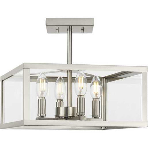 Progress Lighting Hillcrest Collection Four-Light Semi-Flush Close-To-Ceiling Fixture Brushed Nickel (P350264-009)