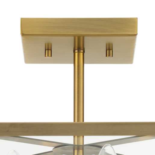 Progress Lighting Hillcrest Collection Four-Light Semi-Flush Close-To-Ceiling Fixture Vintage Brass (P350264-163)