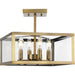 Progress Lighting Hillcrest Collection Four-Light Semi-Flush Close-To-Ceiling Fixture Vintage Brass (P350264-163)