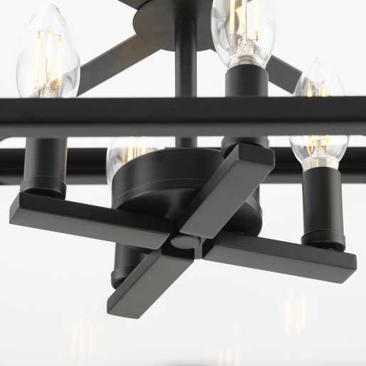 Progress Lighting Hillcrest Collection Four-Light Semi-Flush Close-To-Ceiling Fixture Matte Black (P350264-31M)