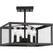 Progress Lighting Hillcrest Collection Four-Light Semi-Flush Close-To-Ceiling Fixture Matte Black (P350264-31M)