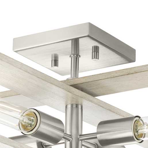 Progress Lighting Boundary Collection Four-Light Semi-Flush Close-To-Ceiling Fixture Brushed Nickel (P350269-009)