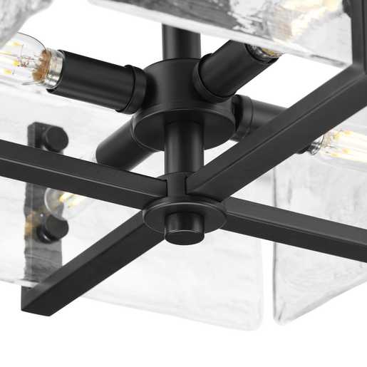 Progress Lighting Rivera Collection Four-Light Semi-Flush Close-To-Ceiling Fixture Matte Black (P350271-31M)