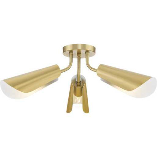 Progress Lighting Cornett Collection Three-Light Semi-Flush Close-To-Ceiling Fixture Brushed Gold (P350272-191)