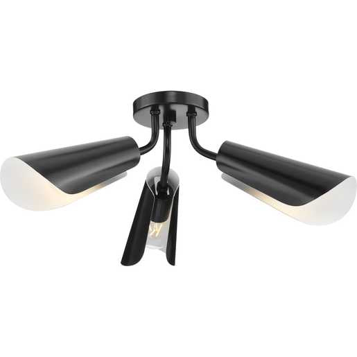 Progress Lighting Cornett Collection Three-Light Semi-Flush Close-To-Ceiling Fixture Matte Black (P350272-31M)