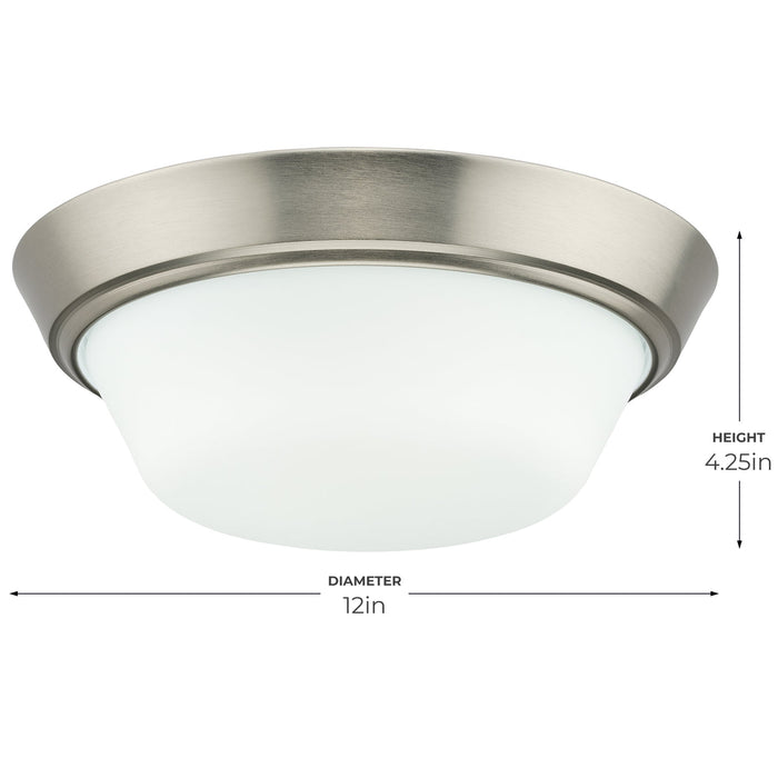 Progress Lighting 94350303009 Edessa Collection 13 Inch 2-Light Small Flush Mount Light Brushed Nickel With White Glass Shade (P350303-009)