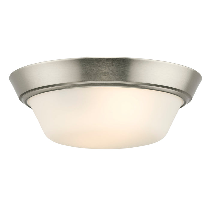 Progress Lighting 94350303009 Edessa Collection 13 Inch 2-Light Small Flush Mount Light Brushed Nickel With White Glass Shade (P350303-009)