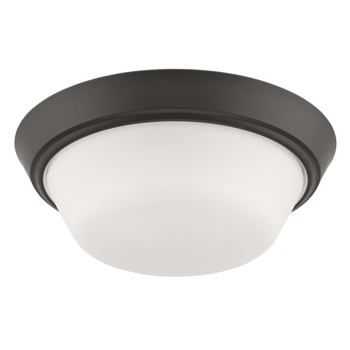Progress Lighting 94350303020 Edessa Collection 13 Inch 2-Light Small Flush Mount Light Antique Bronze With White Glass Shade (P350303-020)