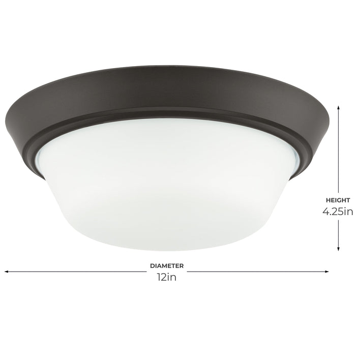 Progress Lighting 94350303020 Edessa Collection 13 Inch 2-Light Small Flush Mount Light Antique Bronze With White Glass Shade (P350303-020)
