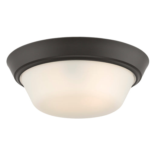 Progress Lighting 94350303020 Edessa Collection 13 Inch 2-Light Small Flush Mount Light Antique Bronze With White Glass Shade (P350303-020)