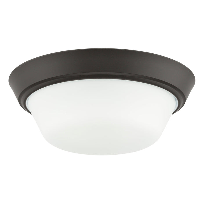 Progress Lighting 94350303020 Edessa Collection 13 Inch 2-Light Small Flush Mount Light Antique Bronze With White Glass Shade (P350303-020)