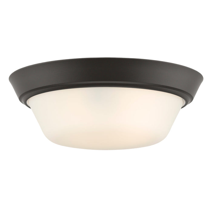 Progress Lighting 94350303020 Edessa Collection 13 Inch 2-Light Small Flush Mount Light Antique Bronze With White Glass Shade (P350303-020)