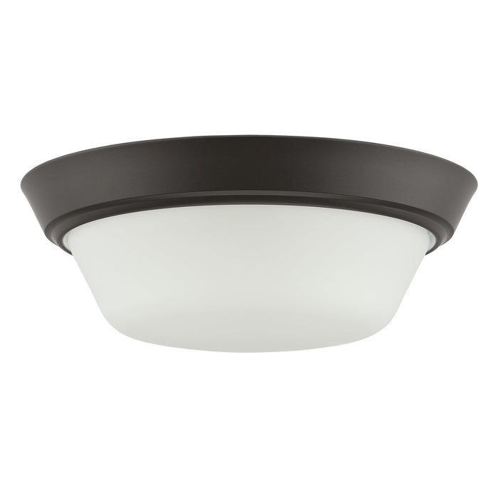 Progress Lighting 94350303020 Edessa Collection 13 Inch 2-Light Small Flush Mount Light Antique Bronze With White Glass Shade (P350303-020)