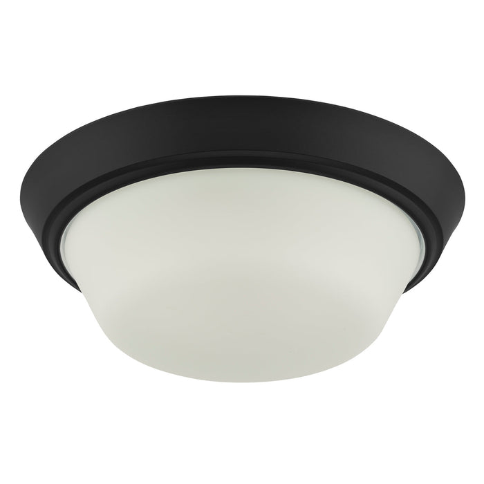 Progress Lighting 94350303031 Edessa Collection 13 Inch 2-Light Small Flush Mount Light Black With White Glass Shade (P350303-031)