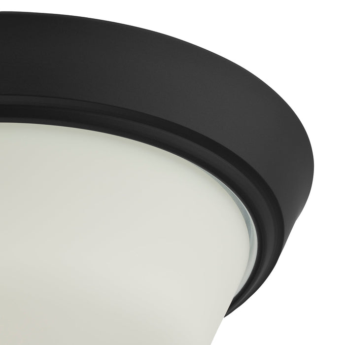 Progress Lighting 94350303031 Edessa Collection 13 Inch 2-Light Small Flush Mount Light Black With White Glass Shade (P350303-031)