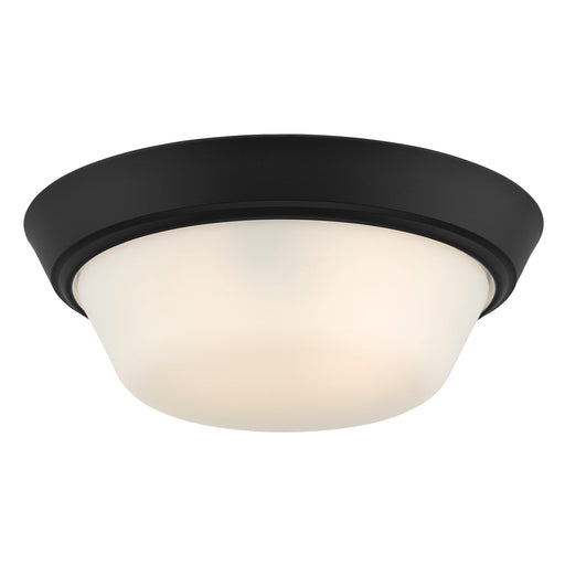 Progress Lighting 94350303031 Edessa Collection 13 Inch 2-Light Small Flush Mount Light Black With White Glass Shade (P350303-031)