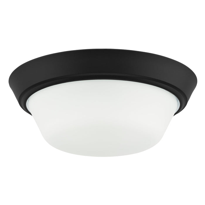 Progress Lighting 94350303031 Edessa Collection 13 Inch 2-Light Small Flush Mount Light Black With White Glass Shade (P350303-031)