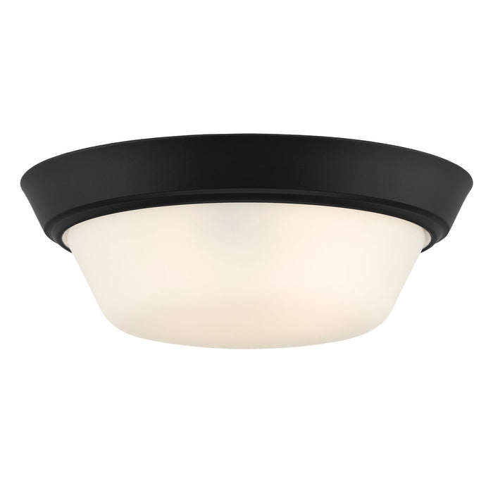 Progress Lighting 94350303031 Edessa Collection 13 Inch 2-Light Small Flush Mount Light Black With White Glass Shade (P350303-031)