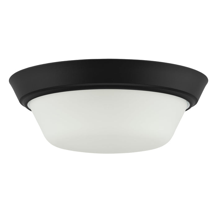 Progress Lighting 94350303031 Edessa Collection 13 Inch 2-Light Small Flush Mount Light Black With White Glass Shade (P350303-031)