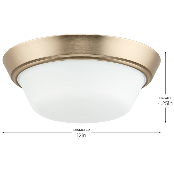 Progress Lighting 94350303177 Edessa Collection 13 Inch 2-Light Small Flush Mount Light Champagne Bronze With White Glass Shade (P350303-177)