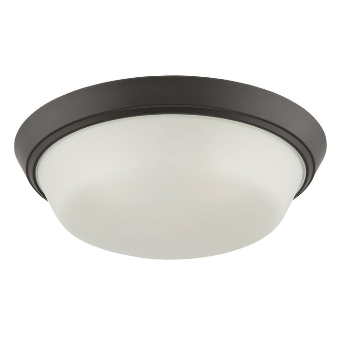 Progress Lighting 94350304020 Edessa Collection 16 Inch 2-Light Large Flush Mount Light Antique Bronze With White Glass Shade (P350304-020)