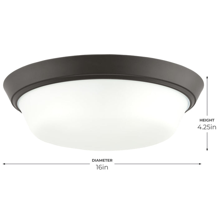 Progress Lighting 94350304020 Edessa Collection 16 Inch 2-Light Large Flush Mount Light Antique Bronze With White Glass Shade (P350304-020)