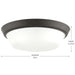 Progress Lighting 94350304020 Edessa Collection 16 Inch 2-Light Large Flush Mount Light Antique Bronze With White Glass Shade (P350304-020)