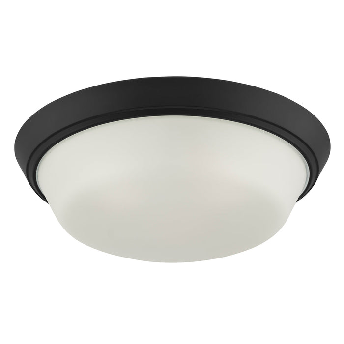 Progress Lighting 94350304031 Edessa Collection 16 Inch 2-Light Large Flush Mount Light Black With White Glass Shade (P350304-031)