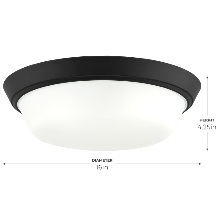 Progress Lighting 94350304031 Edessa Collection 16 Inch 2-Light Large Flush Mount Light Black With White Glass Shade (P350304-031)