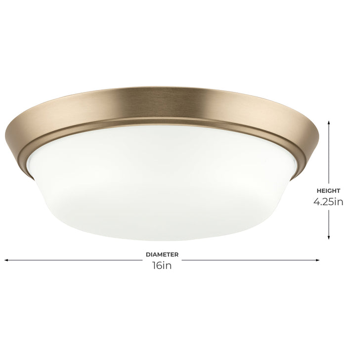 Progress Lighting 94350304177 Edessa Collection 16 Inch 2-Light Large Flush Mount Light Champagne Bronze With White Glass Shade (P350304-177)