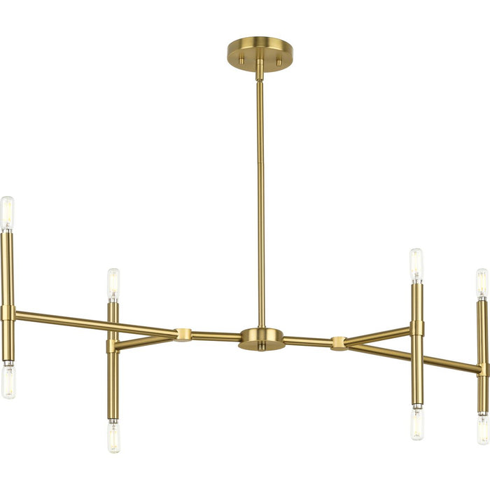 Progress Lighting Arya Collection Eight-Light Linear Chandelier Brushed Gold (P400338-191)