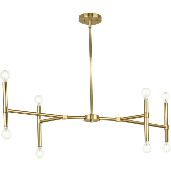 Progress Lighting Arya Collection Eight-Light Linear Chandelier Brushed Gold (P400338-191)