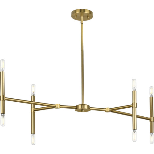 Progress Lighting Arya Collection Eight-Light Linear Chandelier Brushed Gold (P400338-191)