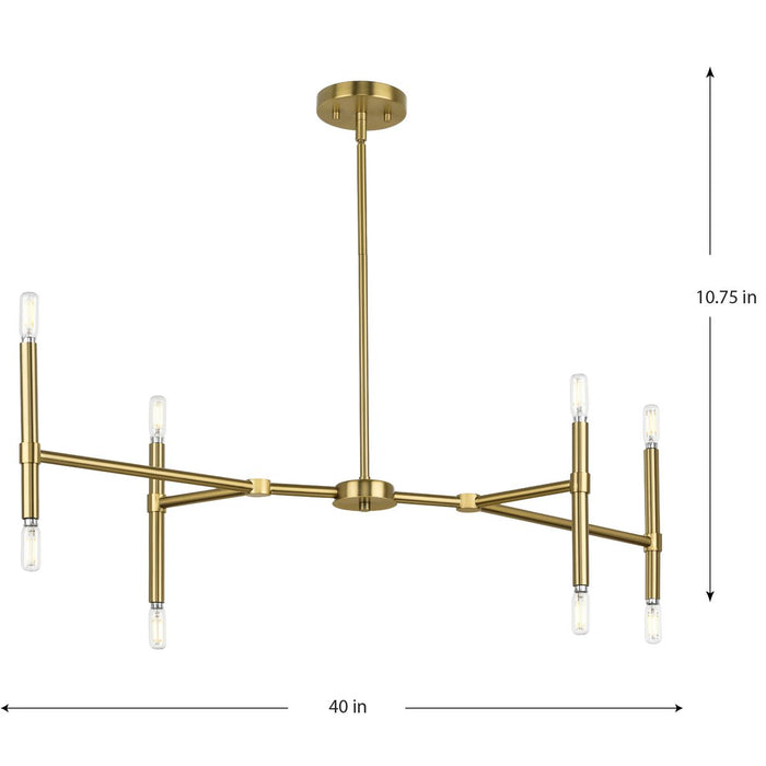 Progress Lighting Arya Collection Eight-Light Linear Chandelier Brushed Gold (P400338-191)