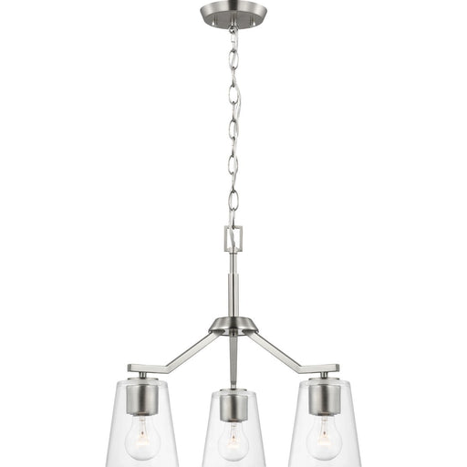 Progress Lighting Vertex Collection Three-Light Chandelier Convertible Brushed Nickel (P400340-009)