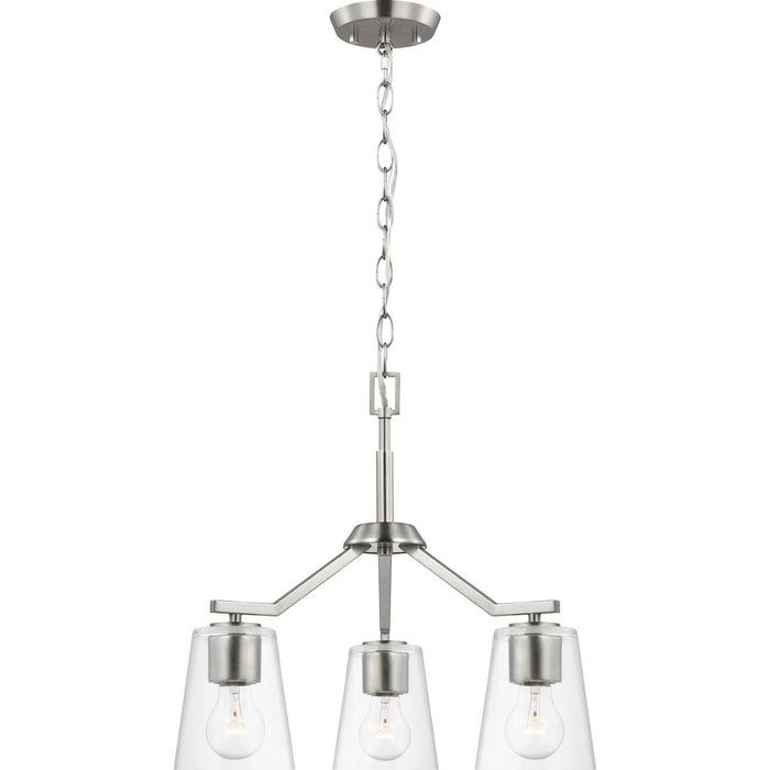 Progress Lighting Vertex Collection Three-Light Chandelier Convertible Brushed Nickel (P400340-009)