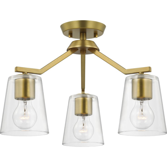 Progress Lighting Vertex Collection Three-Light Chandelier Convertible Brushed Gold (P400340-191)