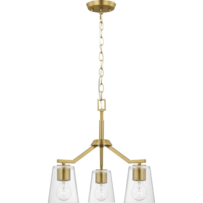 Progress Lighting Vertex Collection Three-Light Chandelier Convertible Brushed Gold (P400340-191)