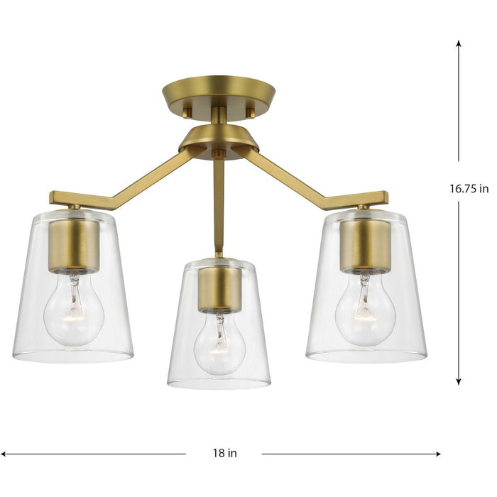 Progress Lighting Vertex Collection Three-Light Chandelier Convertible Brushed Gold (P400340-191)