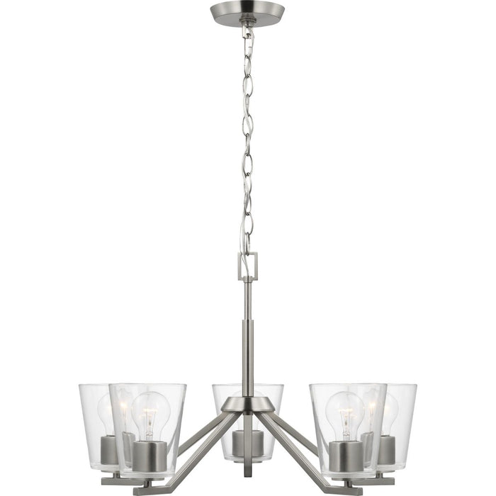 Progress Lighting Vertex Collection Five-Light Chandelier Brushed Nickel (P400341-009)