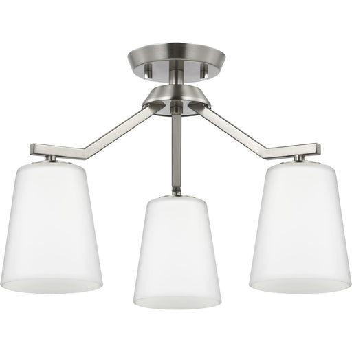 Progress Lighting Vertex Collection Three-Light Chandelier Convertible Brushed Nickel (P400342-009)