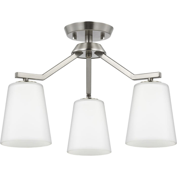 Progress Lighting Vertex Collection Three-Light Chandelier Convertible Brushed Nickel (P400342-009)