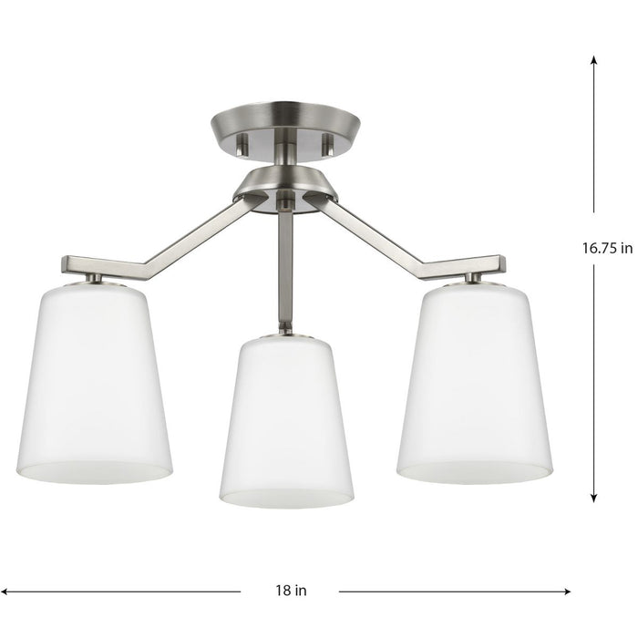 Progress Lighting Vertex Collection Three-Light Chandelier Convertible Brushed Nickel (P400342-009)