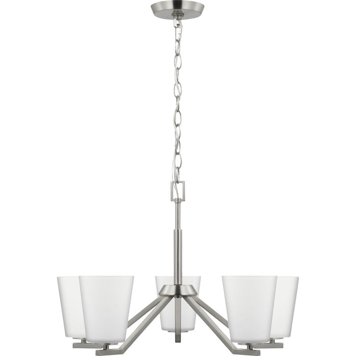 Progress Lighting Vertex Collection Five-Light Chandelier Brushed Nickel (P400343-009)