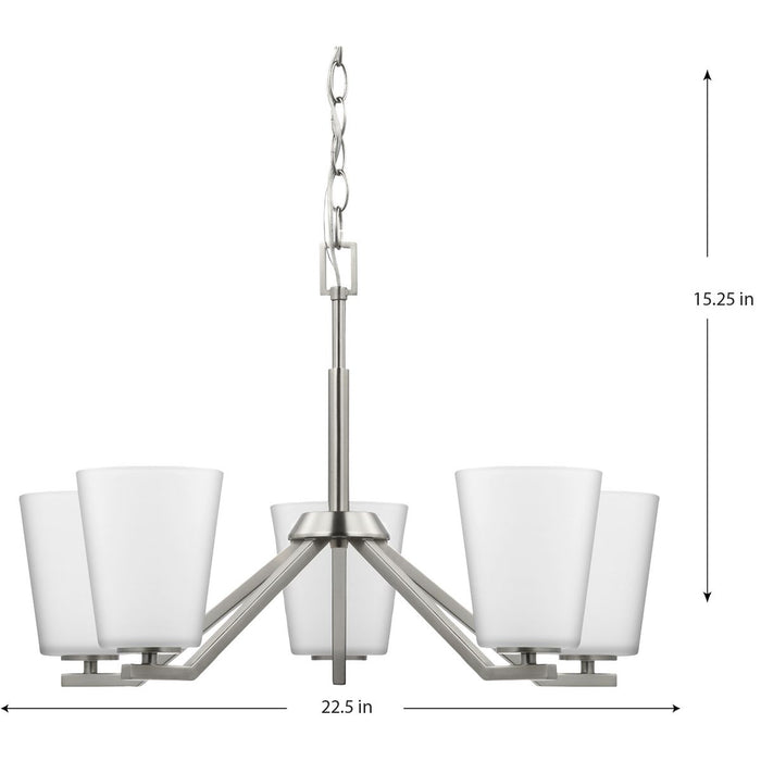 Progress Lighting Vertex Collection Five-Light Chandelier Brushed Nickel (P400343-009)