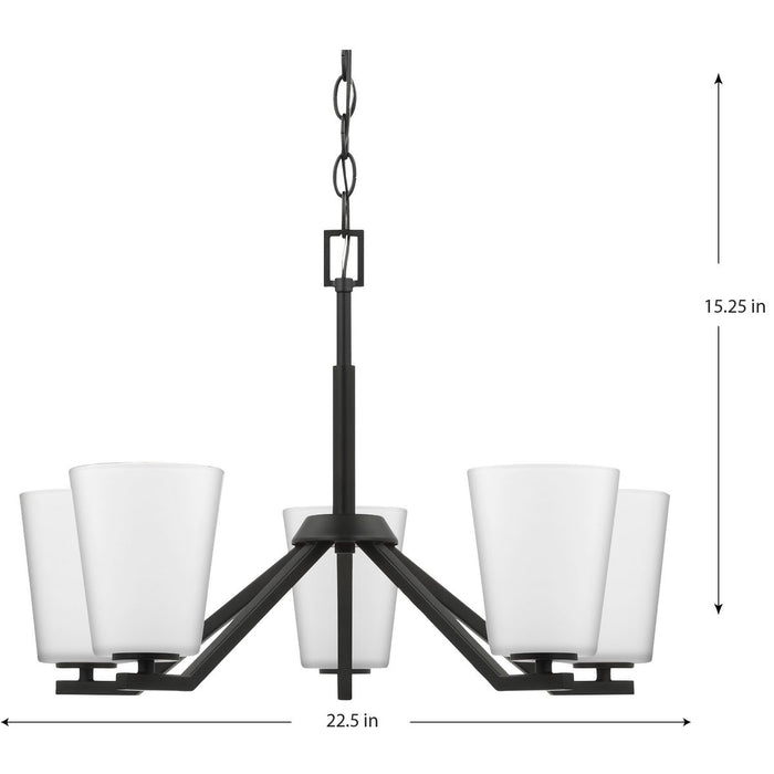 Progress Lighting Vertex Collection Five-Light Chandelier Matte Black (P400343-31M)